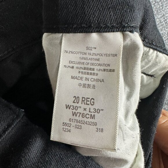 Levis 502 Jeans Boys 20 Regular Taper Black Cotton Stretch Pockets - Picture 3 of 6